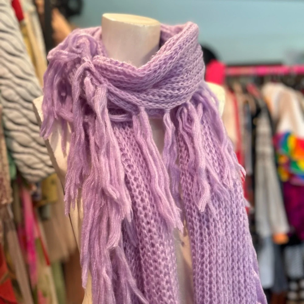 Long Lilac Fringe Scarf